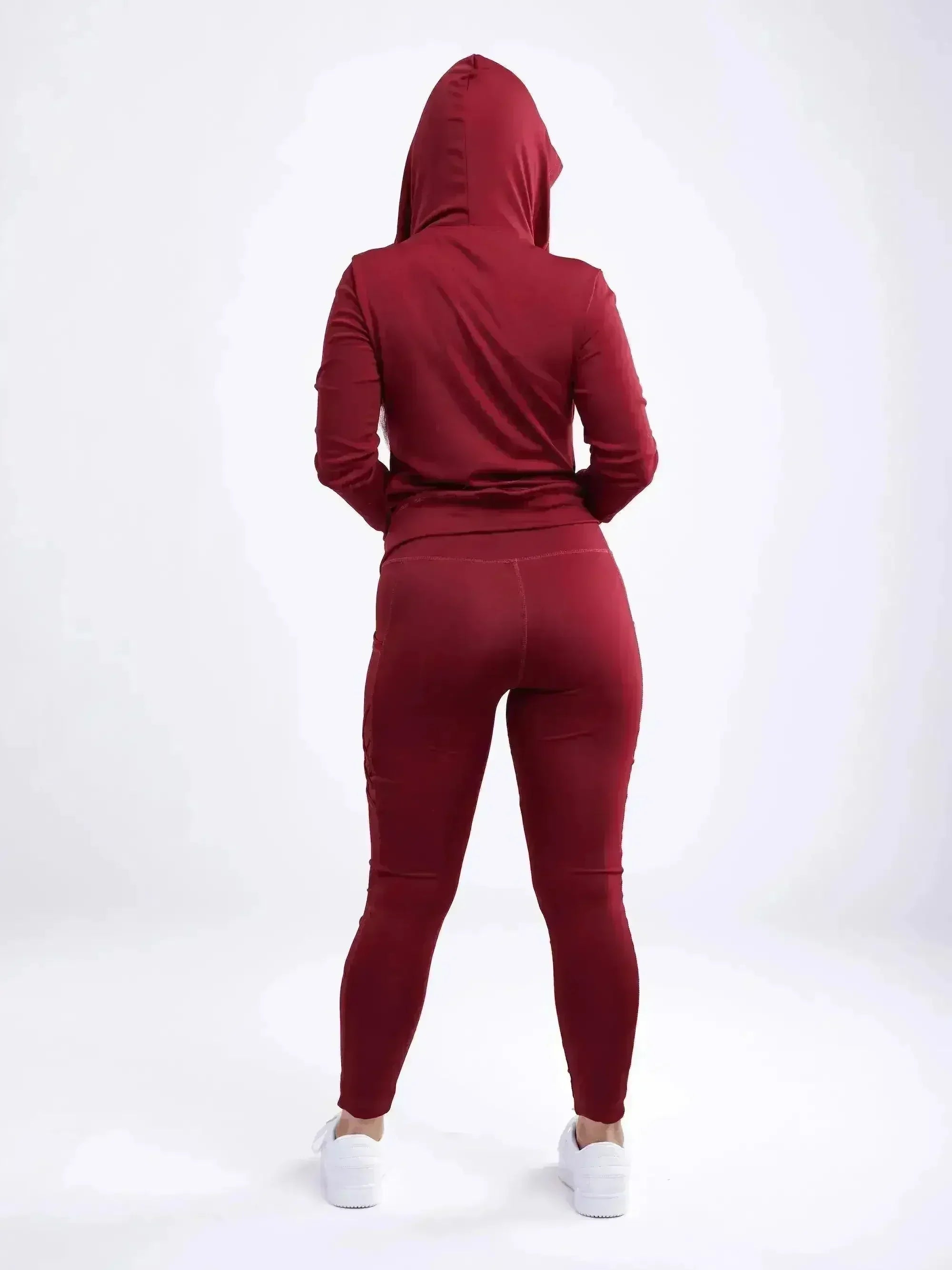 Athletic Fitted Zip-Up Hoodie Jacket with Pockets