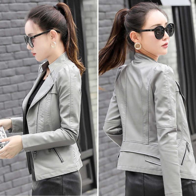 Motorcycle Leather Jacket Large Coat Woman