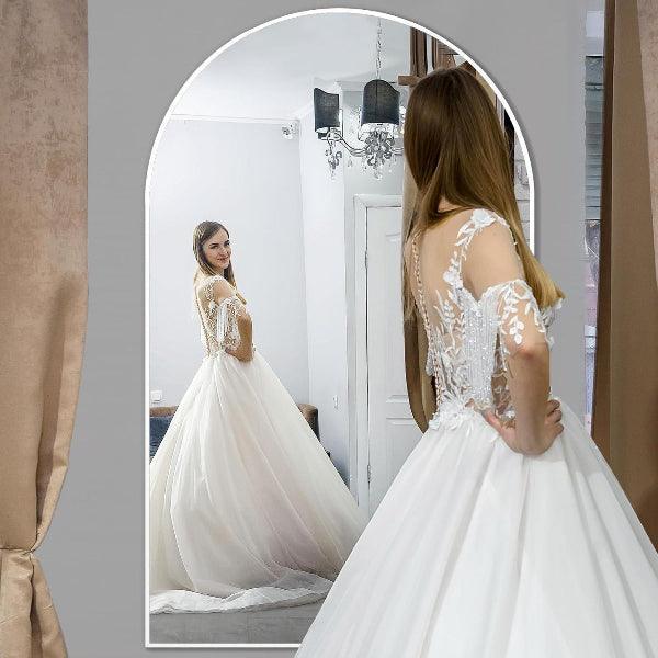 MELOMOIR Oversized Floor Mirror, Free Standing Leaning or Hanging, Suitable for Bedroom Living Room Home Gym Cloakroom, Thin Aluminum Frame, Tempered Glass, White