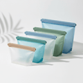 Reusable Silicone Food Storage Bags 6-Pack - Eco-Friendly & Leak-Proof