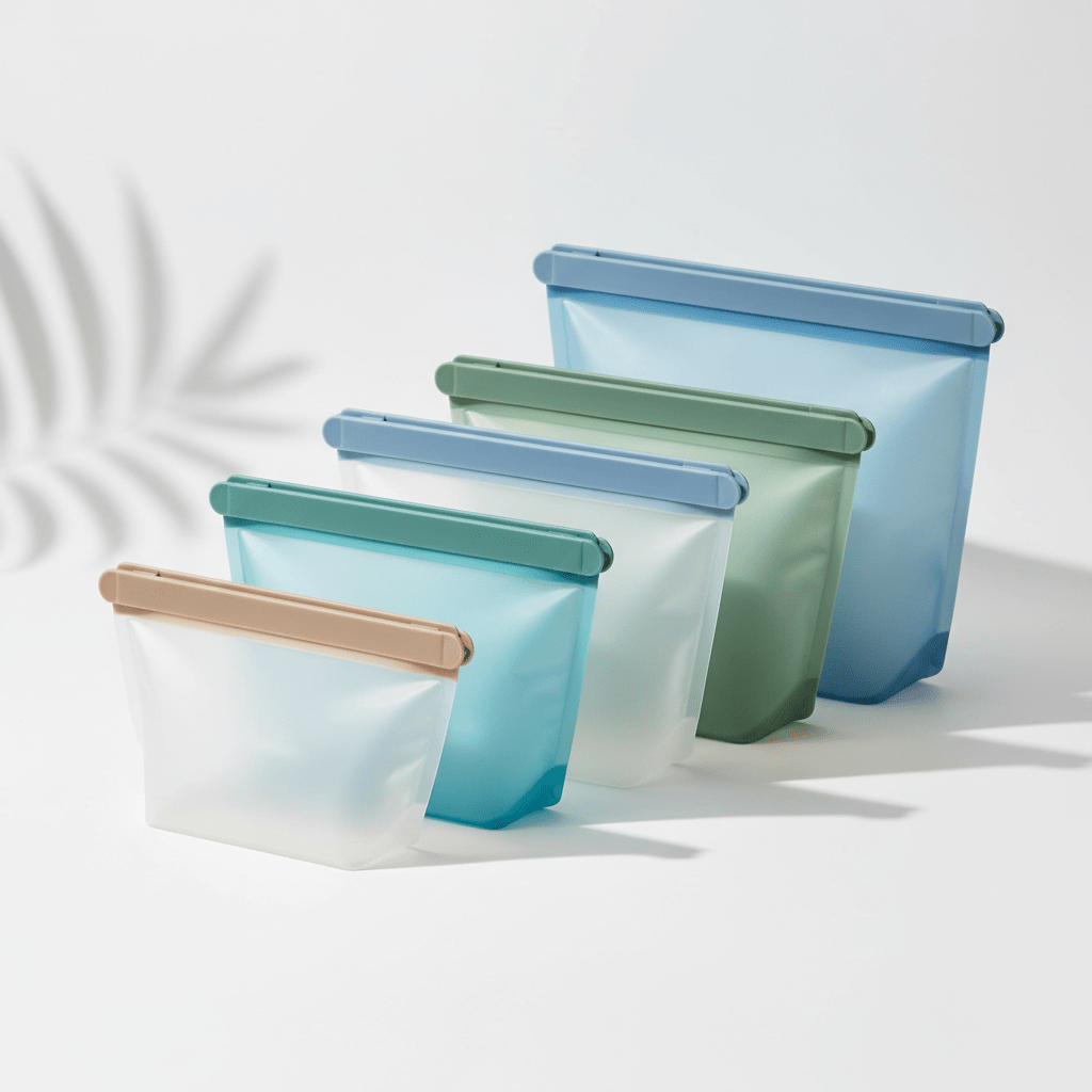 Reusable Silicone Food Storage Bags 6-Pack - Eco-Friendly & Leak-Proof